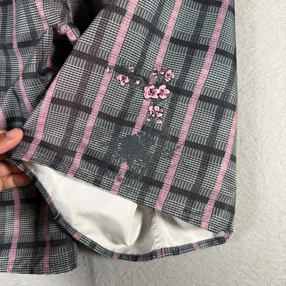 Alpinestars Mens Plaid Board Shorts Pink Black Grey Cherry Blossom Size 11 37W
